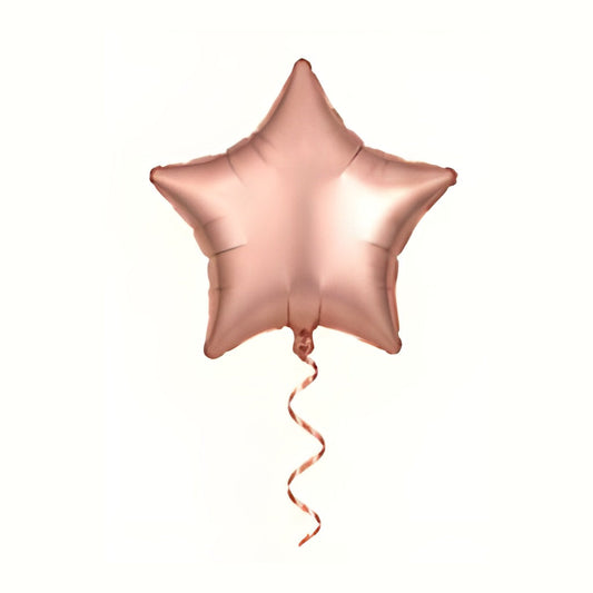 Globo foil estrella rosa dorado con helio
