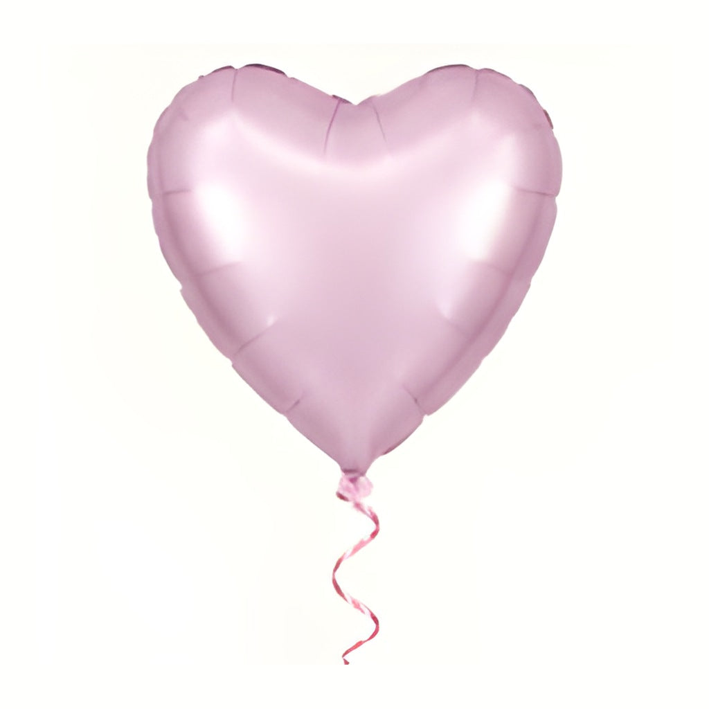 Globo foil corazón rosa pastel con helio