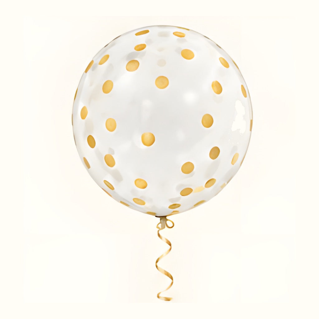 Globo bubble puntos dorados con helio