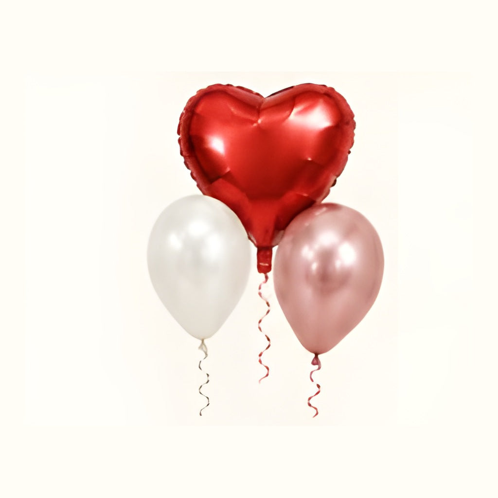 Set de globos con helio - corazón foil y 2 látex